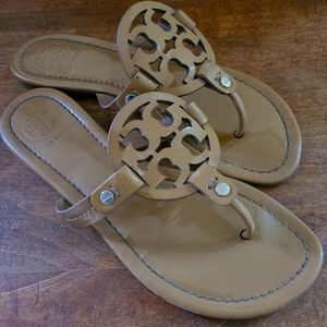 Patent Tan Leather Tory Burch Sandals 7.5